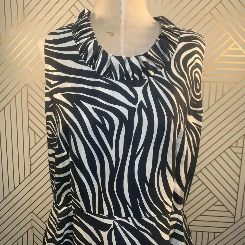 Kate Spade Dyan Woodblock Zebra‎ Black White Dress